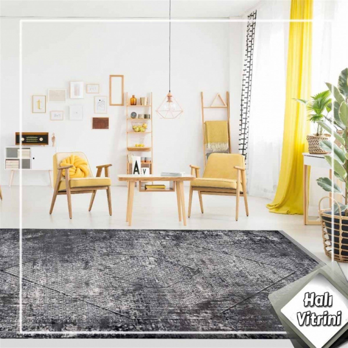 Dinarsu Salon Halı 200x290 Arora 34679 091 Gri Antrasit