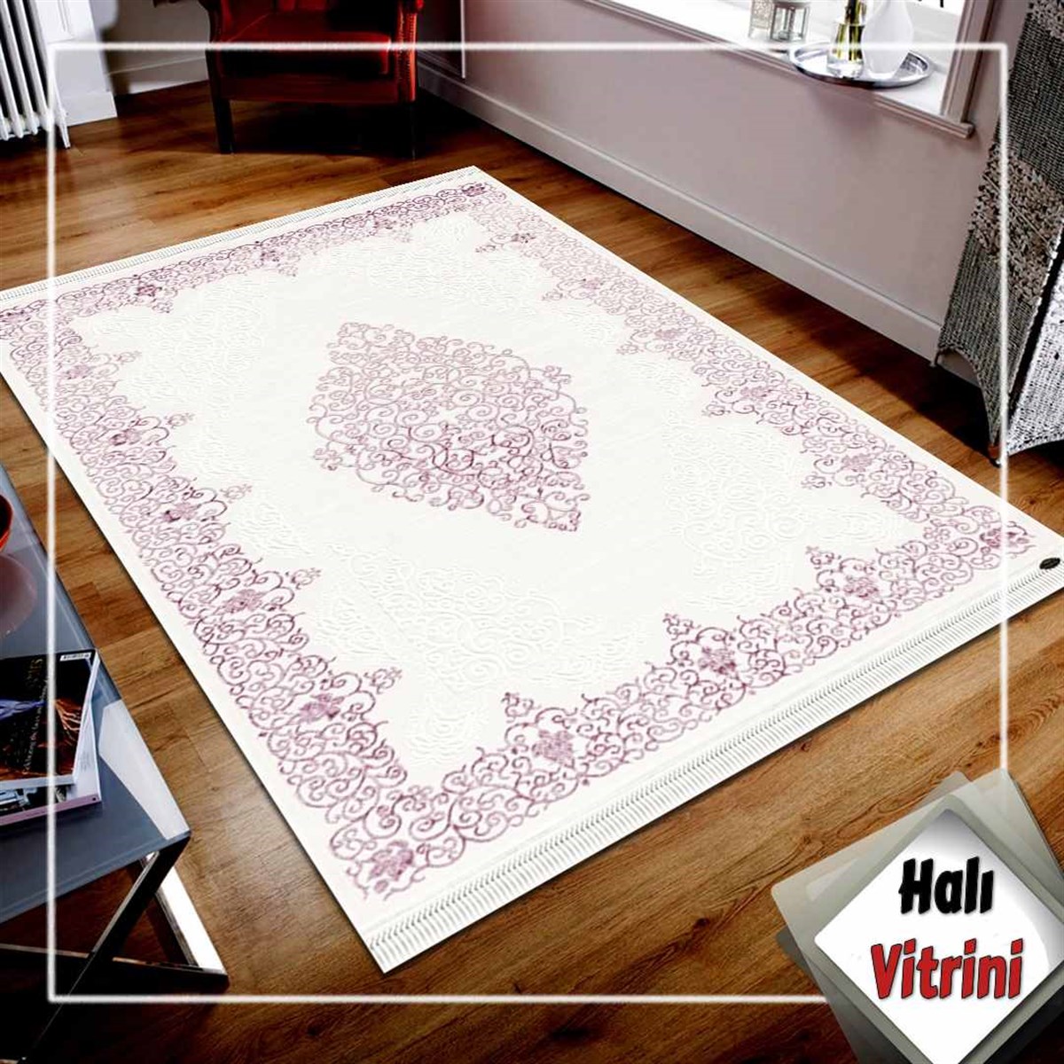 Dinarsu Salon Halı 200x290 Gold GD001655 Krem Pembe