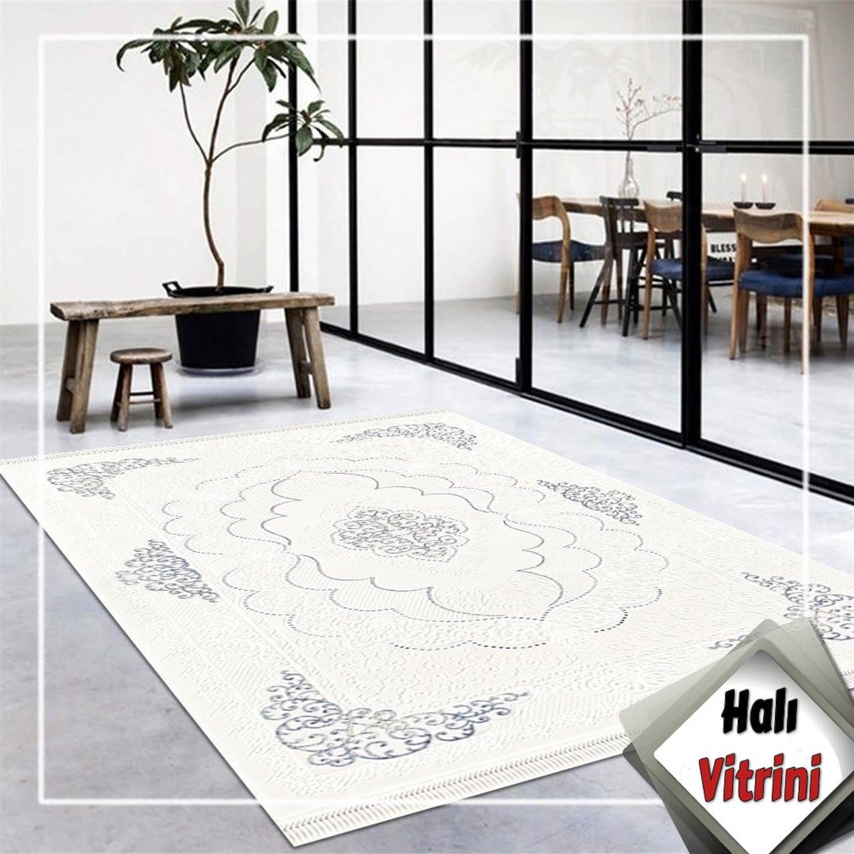 Dinarsu Salon Halı 200x290 Gold GD004630 Krem Gri