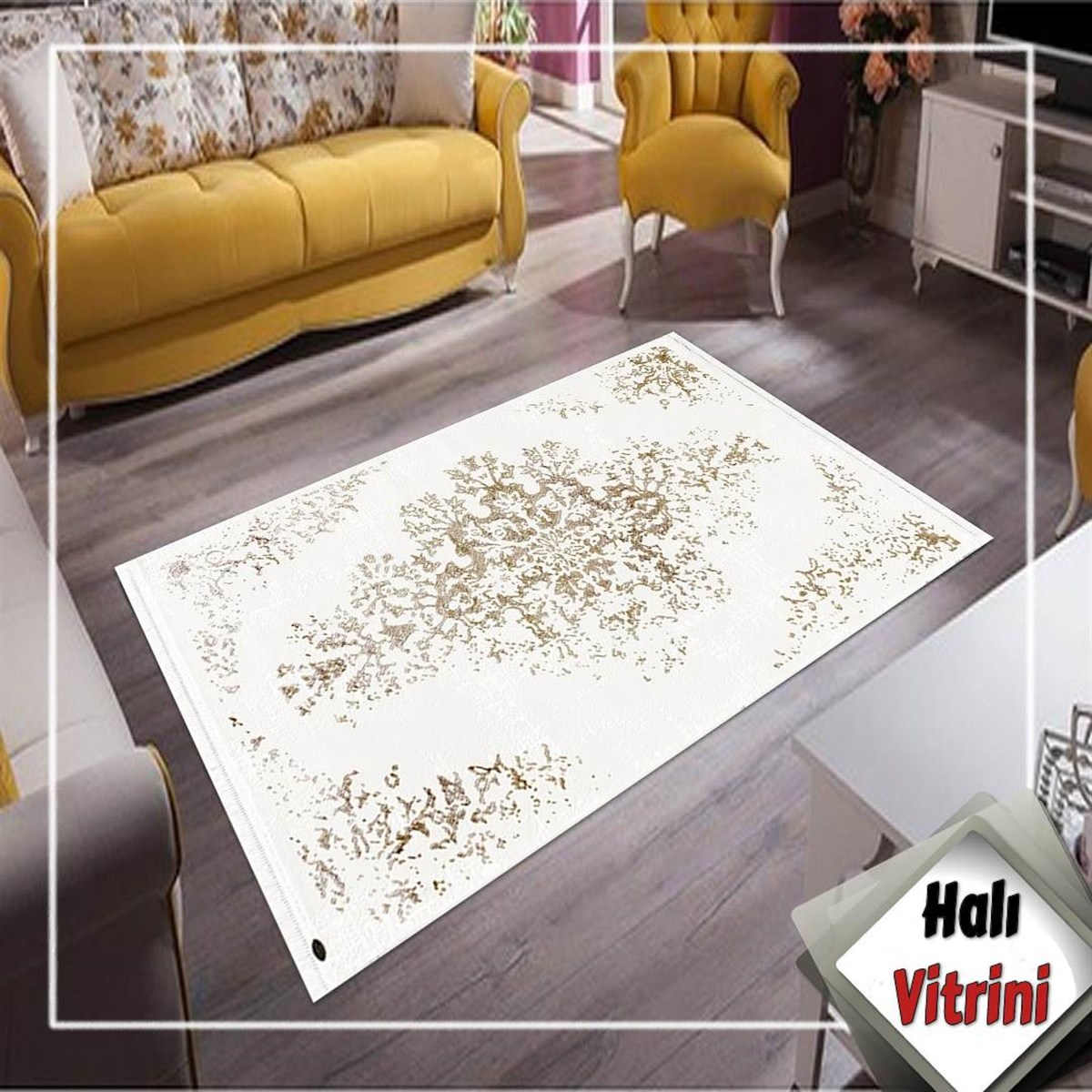 Dinarsu Salon Halı 200x290 Gold GD006060 Krem