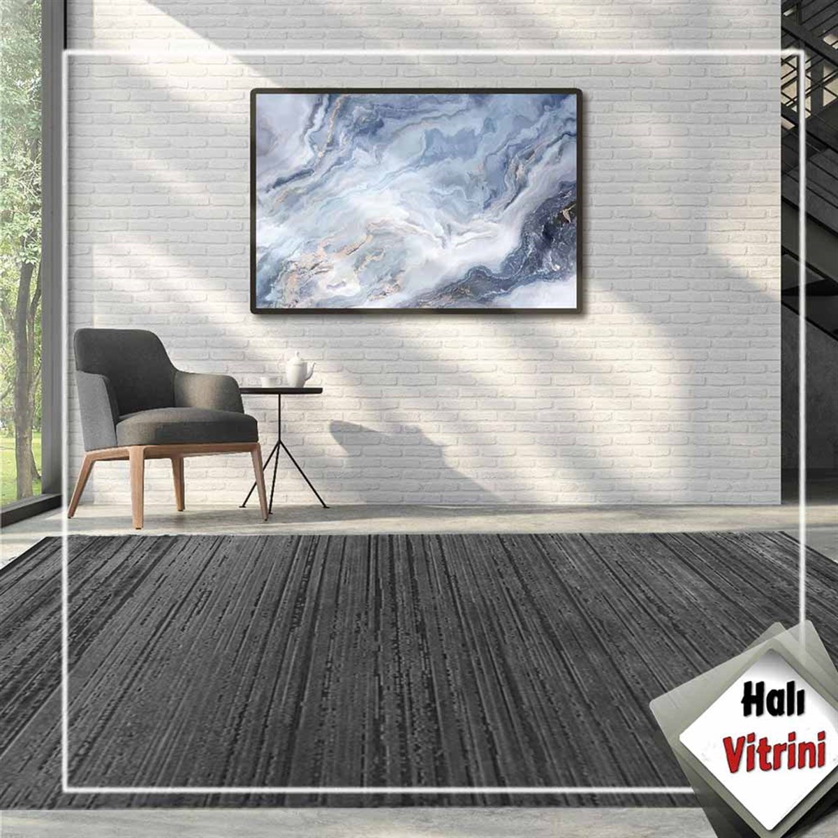 Dinarsu Salon Halısı 200x290 Sierra 34670 900 Antrasit