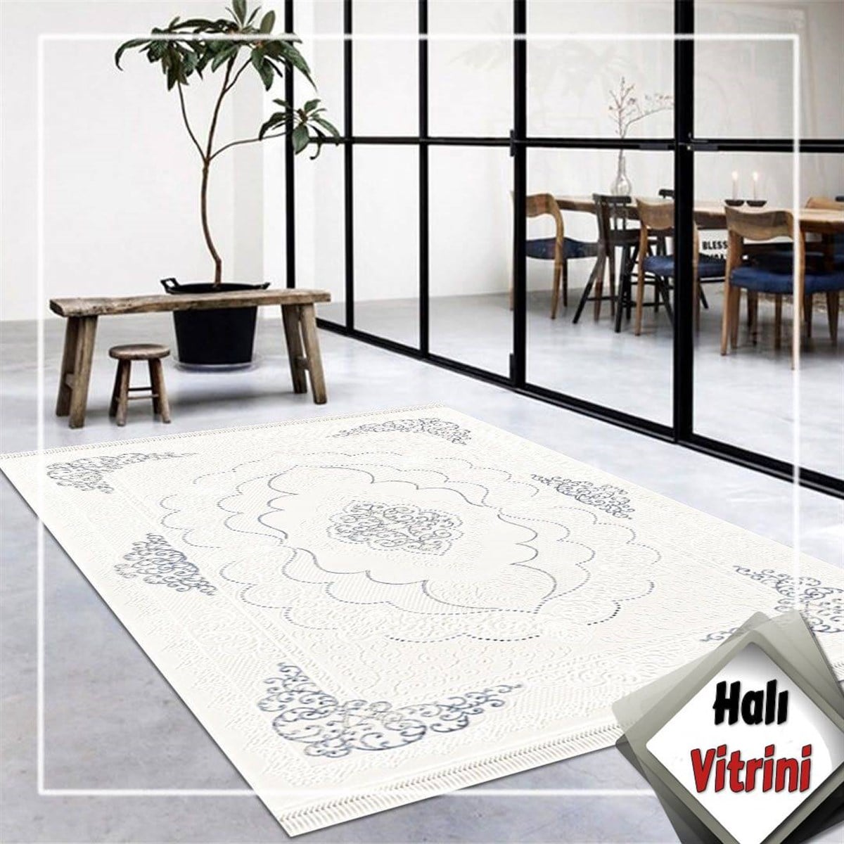 Dinarsu Yolluk Halı 80x150 Gold GD004630 Krem Gri