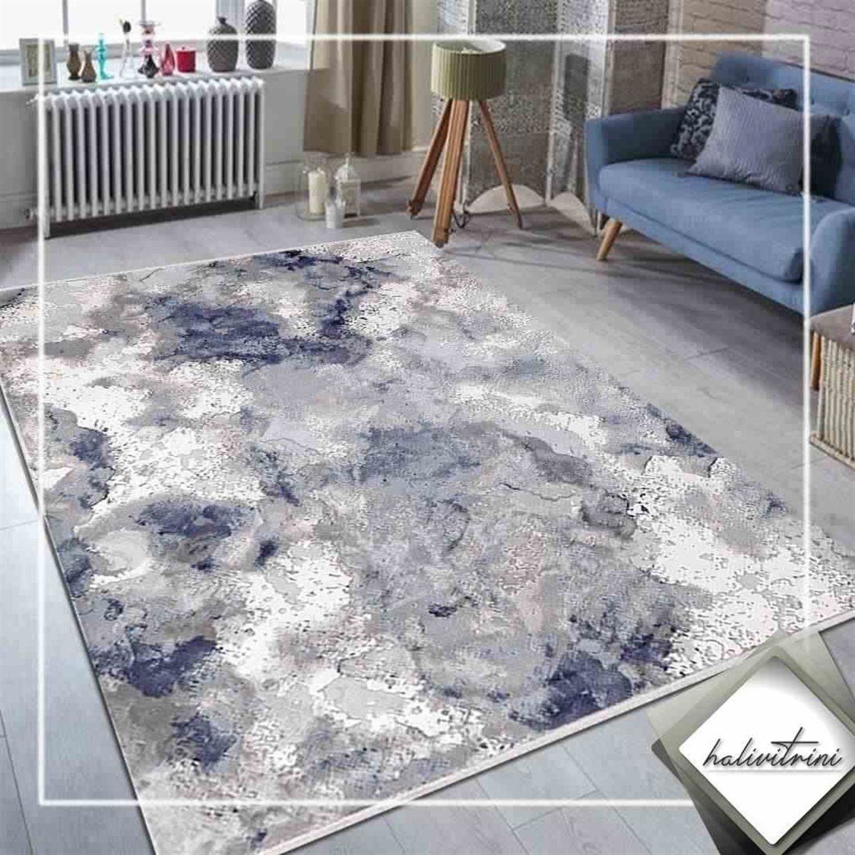 Efsane Oda Halı 160x230 Astra 31978 030 Mavi Gri Krem