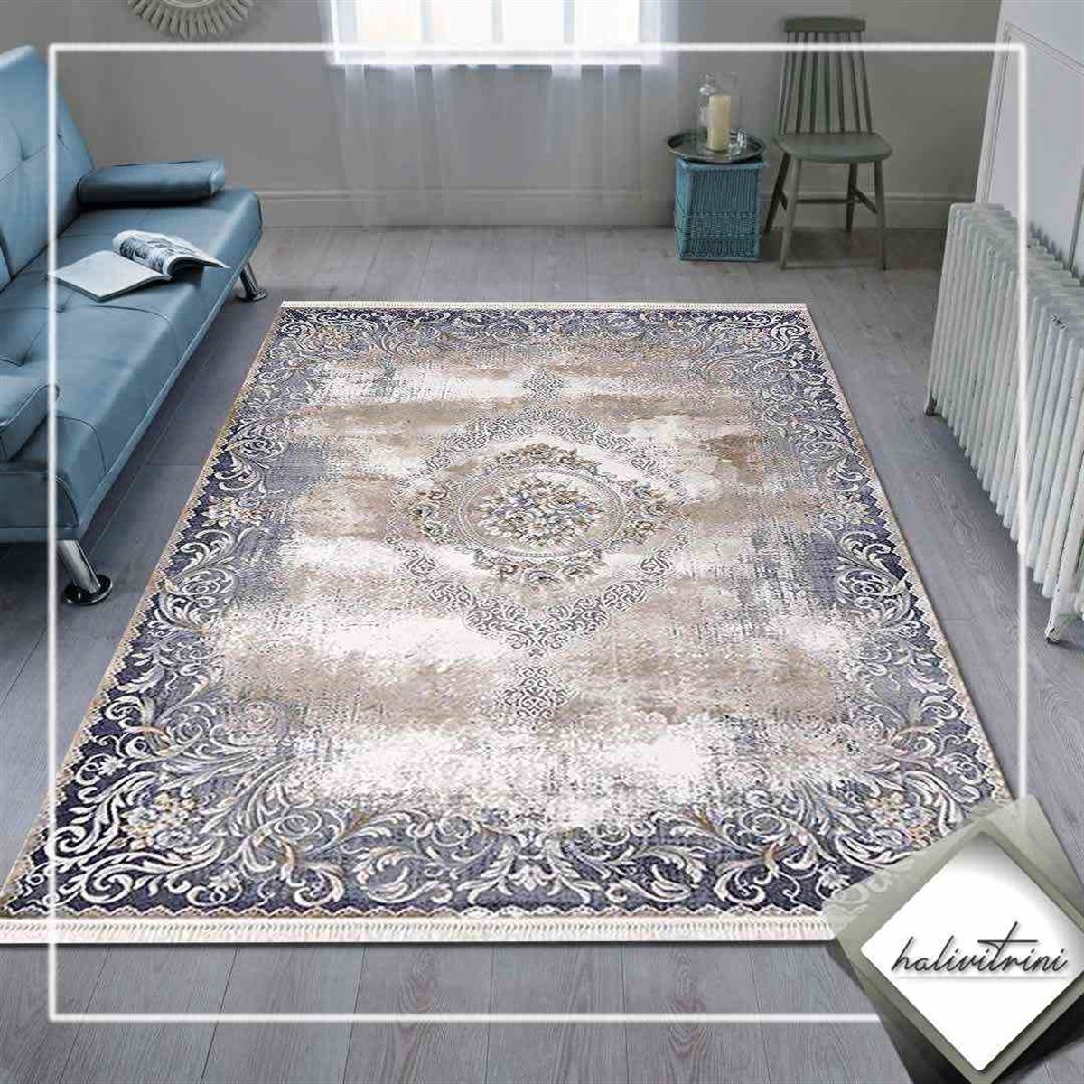 Efsane Oda Halı 160x230 Esmira 31890 035 Vizon Mavi