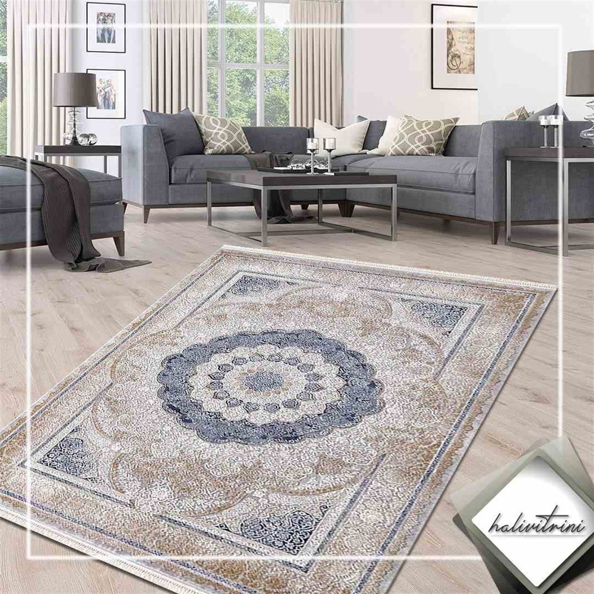 Efsane Oda Halı 160x230 Esmira 31892 035 Vizon Mavi