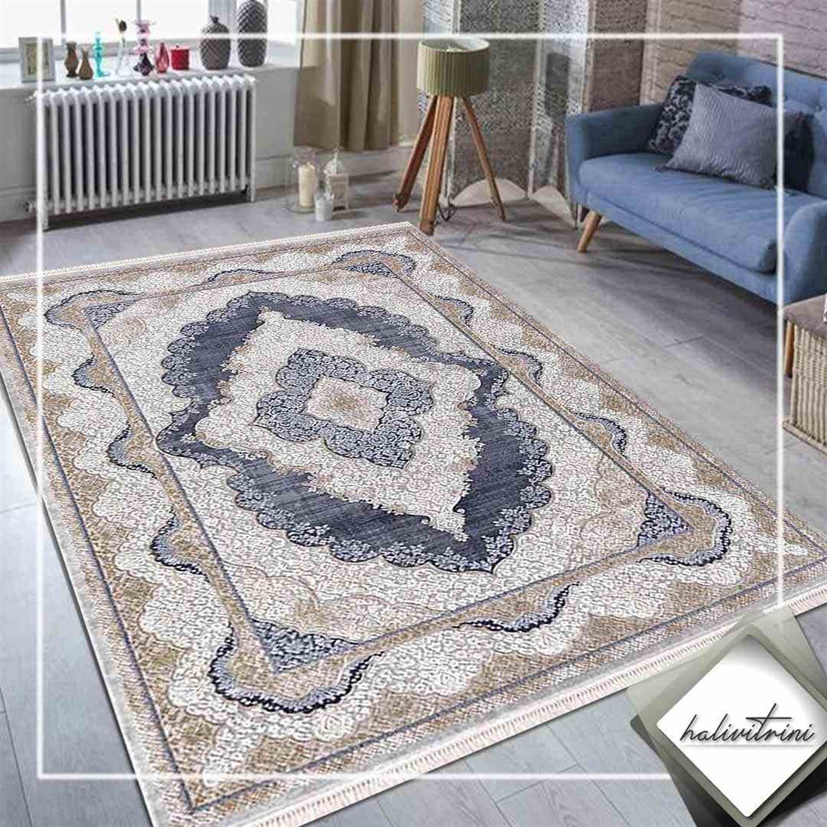 Efsane Oda Halı 160x230 Esmira 31893 035 Vizon Mavi