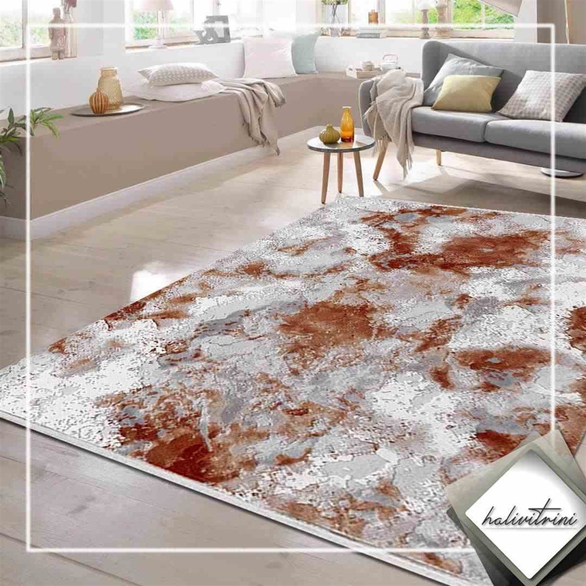 Efsane Salon Halı 200x290 Astra 31978 020 Gri Krem Kiremit