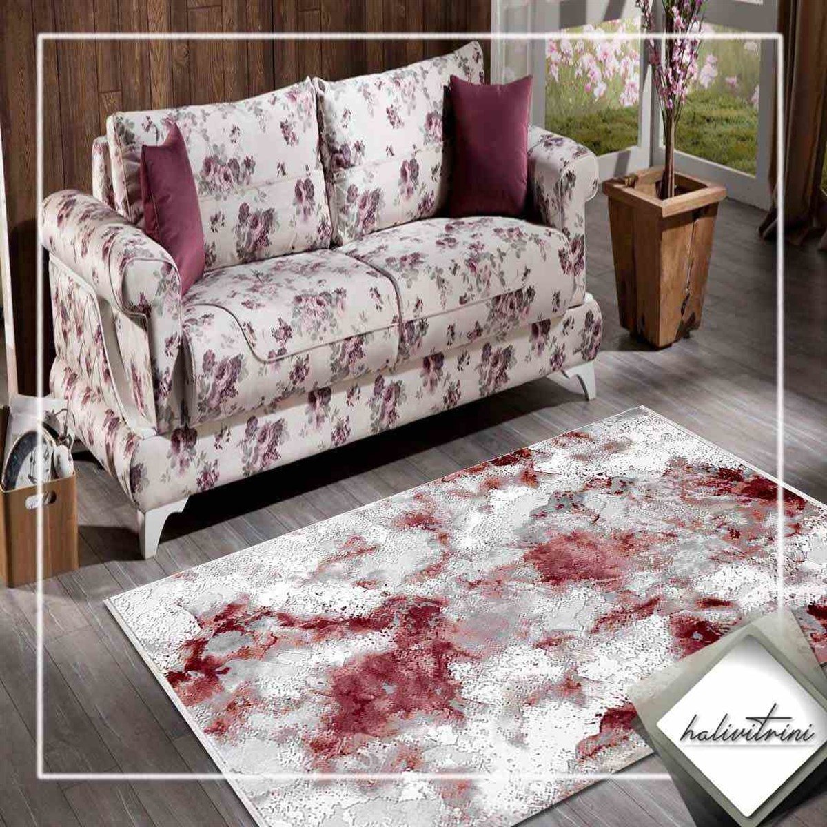 Efsane Salon Halı 200x290 Astra 31978 010 Bordo Gri Krem