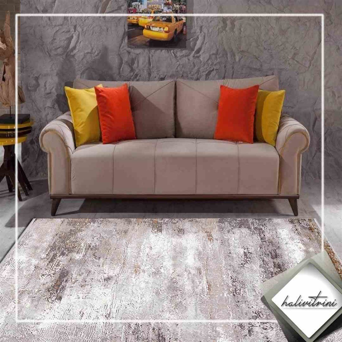 Efsane Salon Halı 200x290 Dakota 31860 020Kahve Vizon Krem