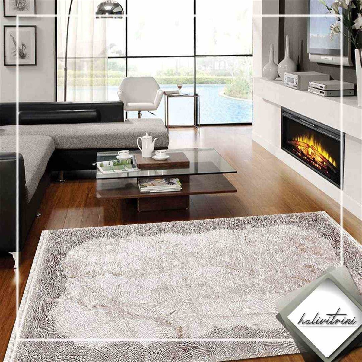 Efsane Salon Halı 200x290 Esmira 31894 080 Vizon