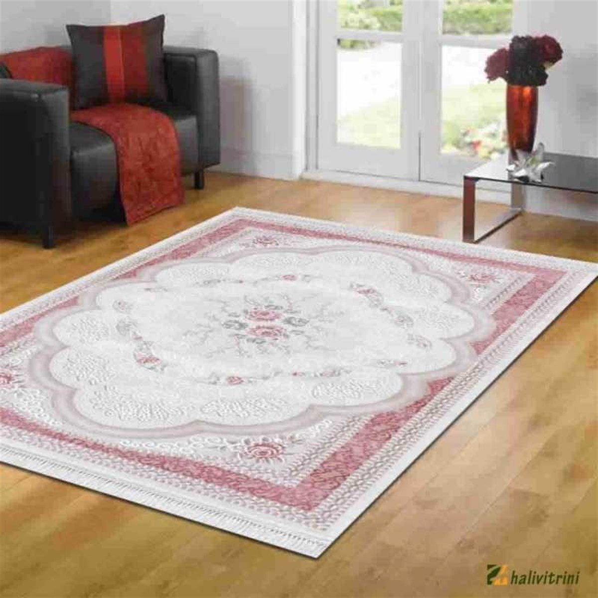 Efsane Salon Halı 200x290 Ihlara HR004065 Pembe Krem Mavi