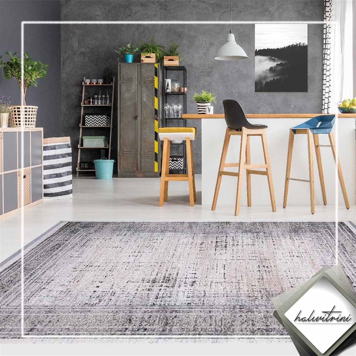 Flora Salon Halısı 200x290 Violet 2153B Gri