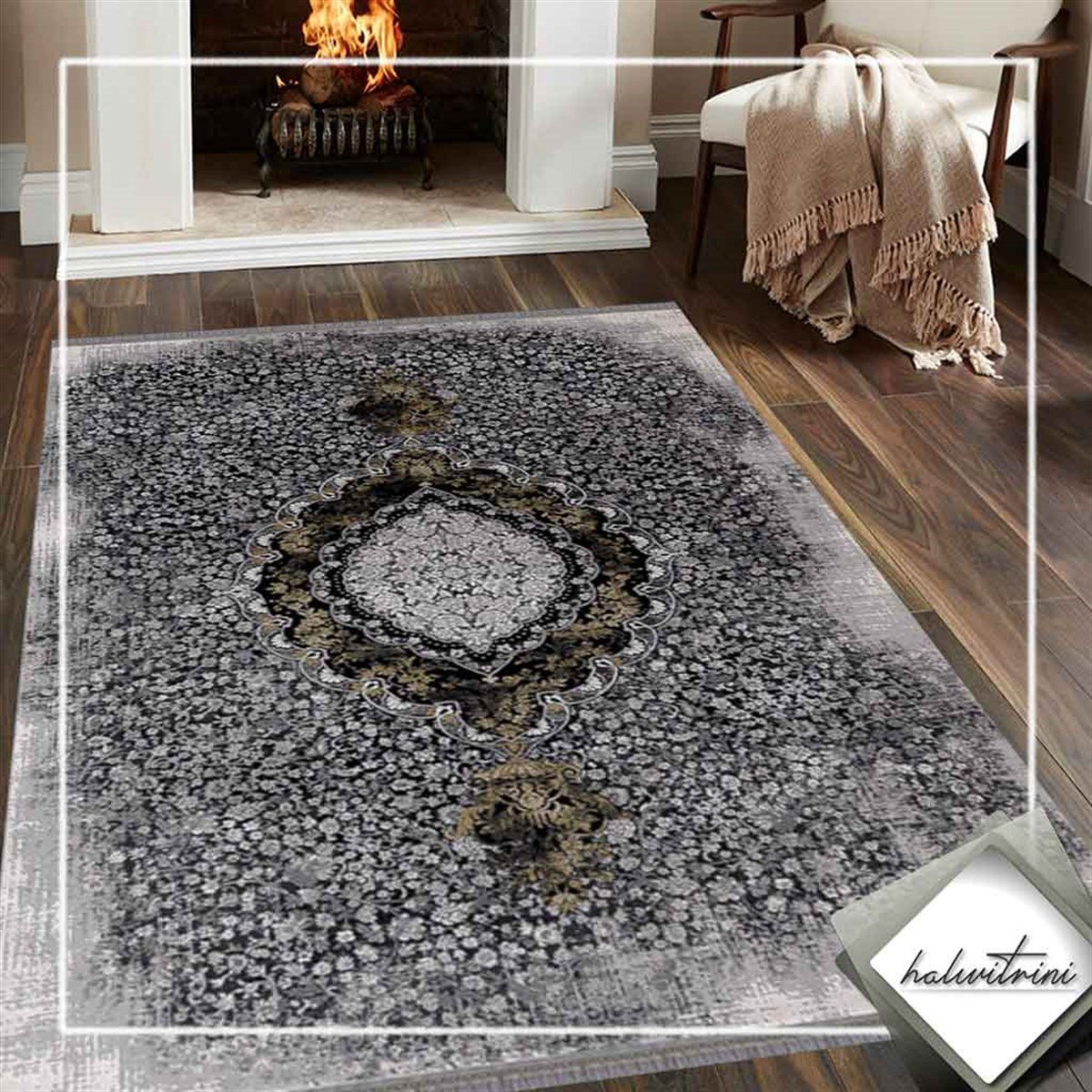 Merinos Oda Halısı 160x230 Rodin 34672 093 Gri Sarı