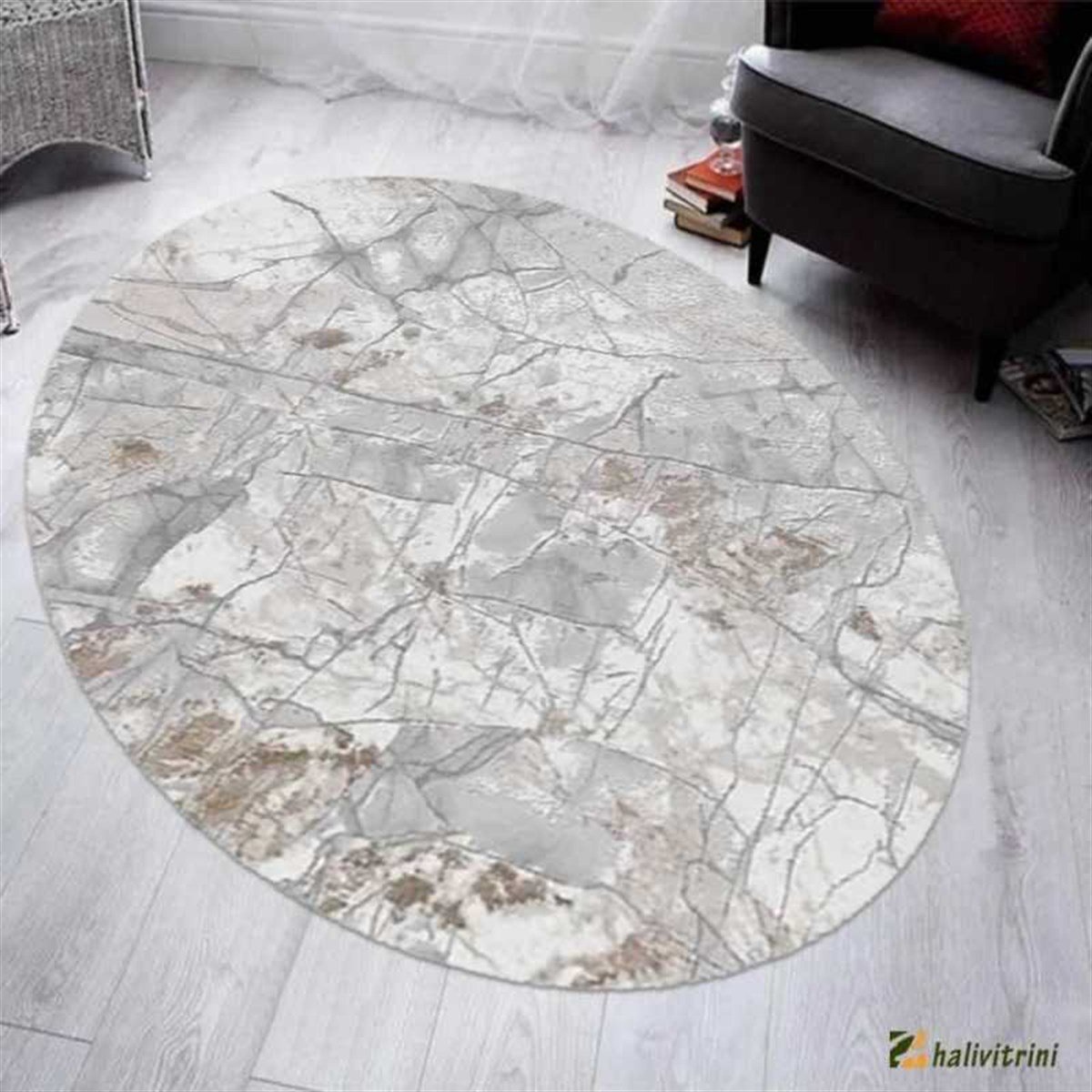 Merinos Oval halı 160x230 Therapy 19119 080 Kahve Bej