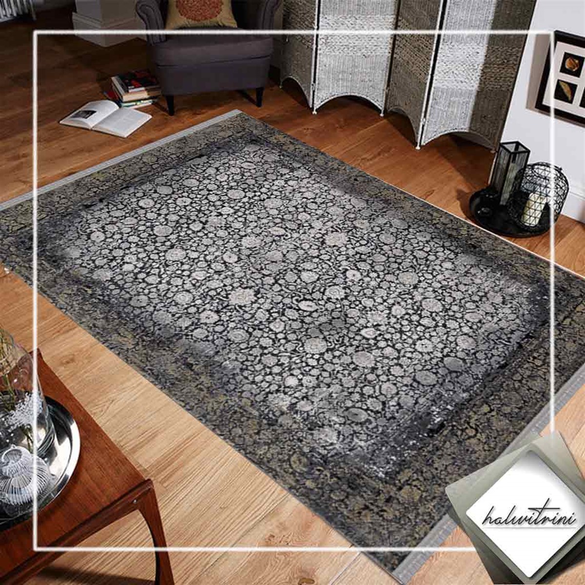 Merinos Salon Halısı 200x290 Rodin 34673 090 Gri Sarı