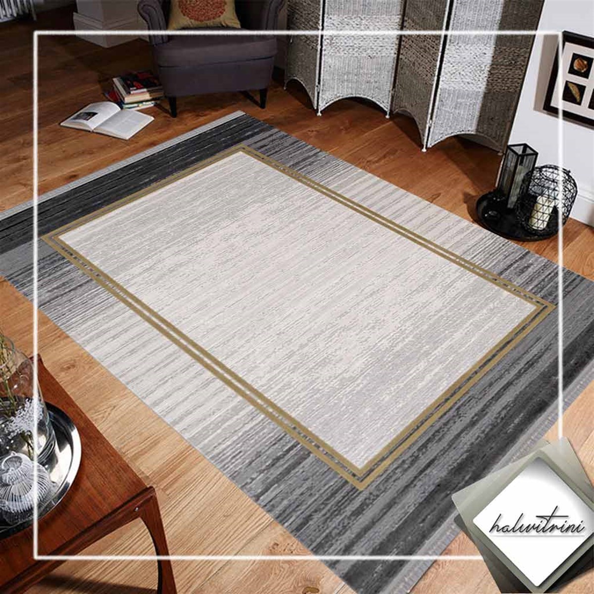 Merinos Salon Halısı 200x290 Rodin 34675 090 Gri Sarı