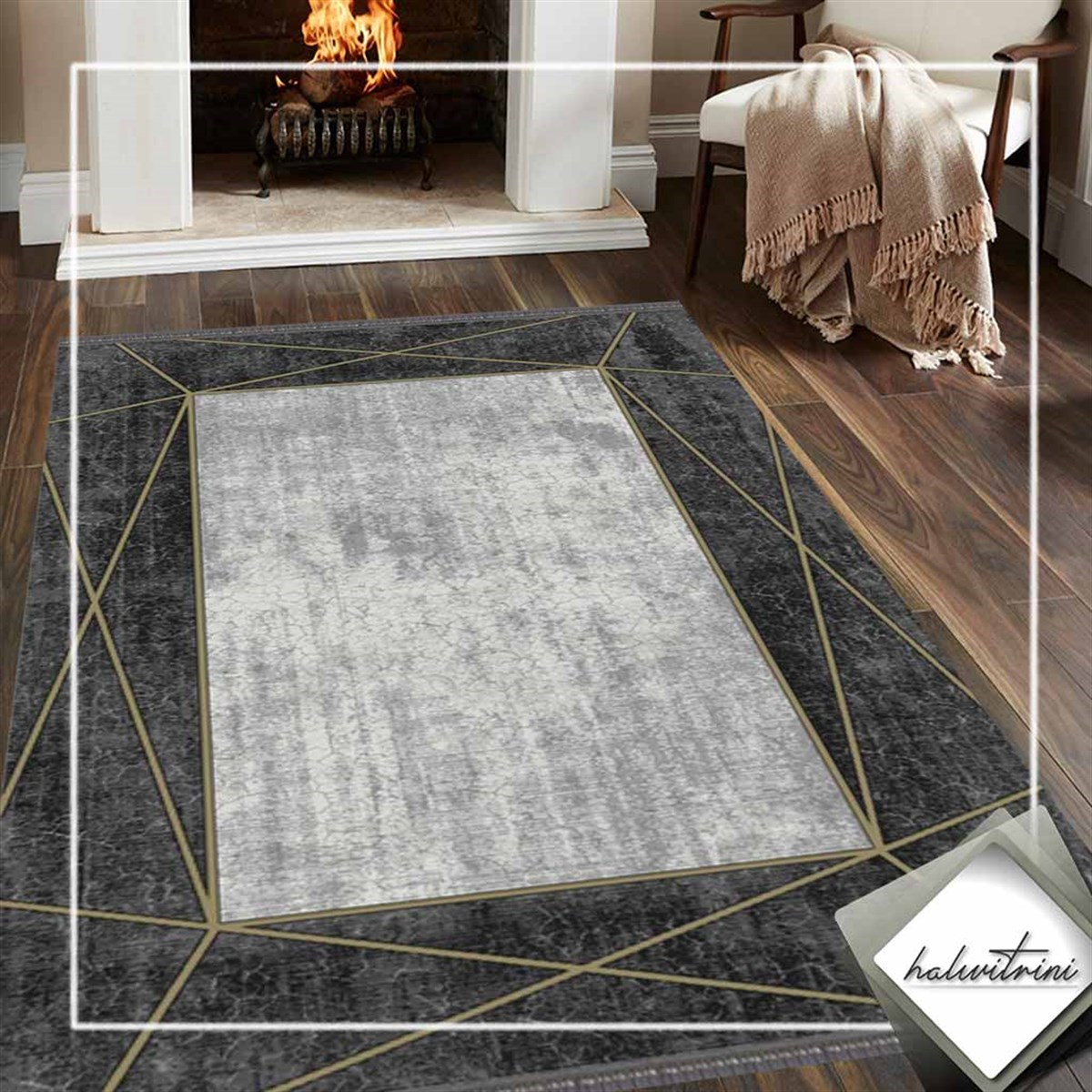 Merinos Salon Halısı 200x290 Rodin 34712 090 Gri Sarı