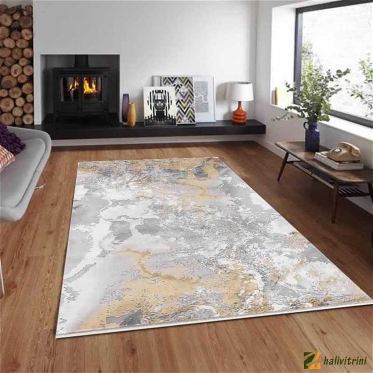 Merinos Yolluk Halısı 80x300 Therapy 19131 095 Gri Sarı