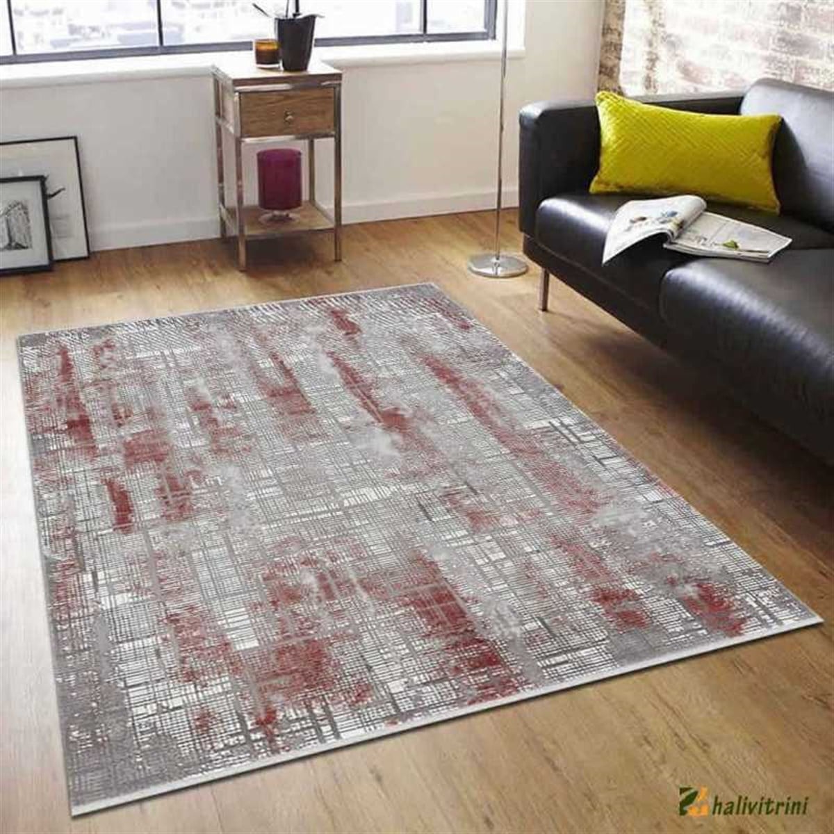 Merinos Yolluk Halısı 80x300 Therapy 19117 010 Bordo Gri