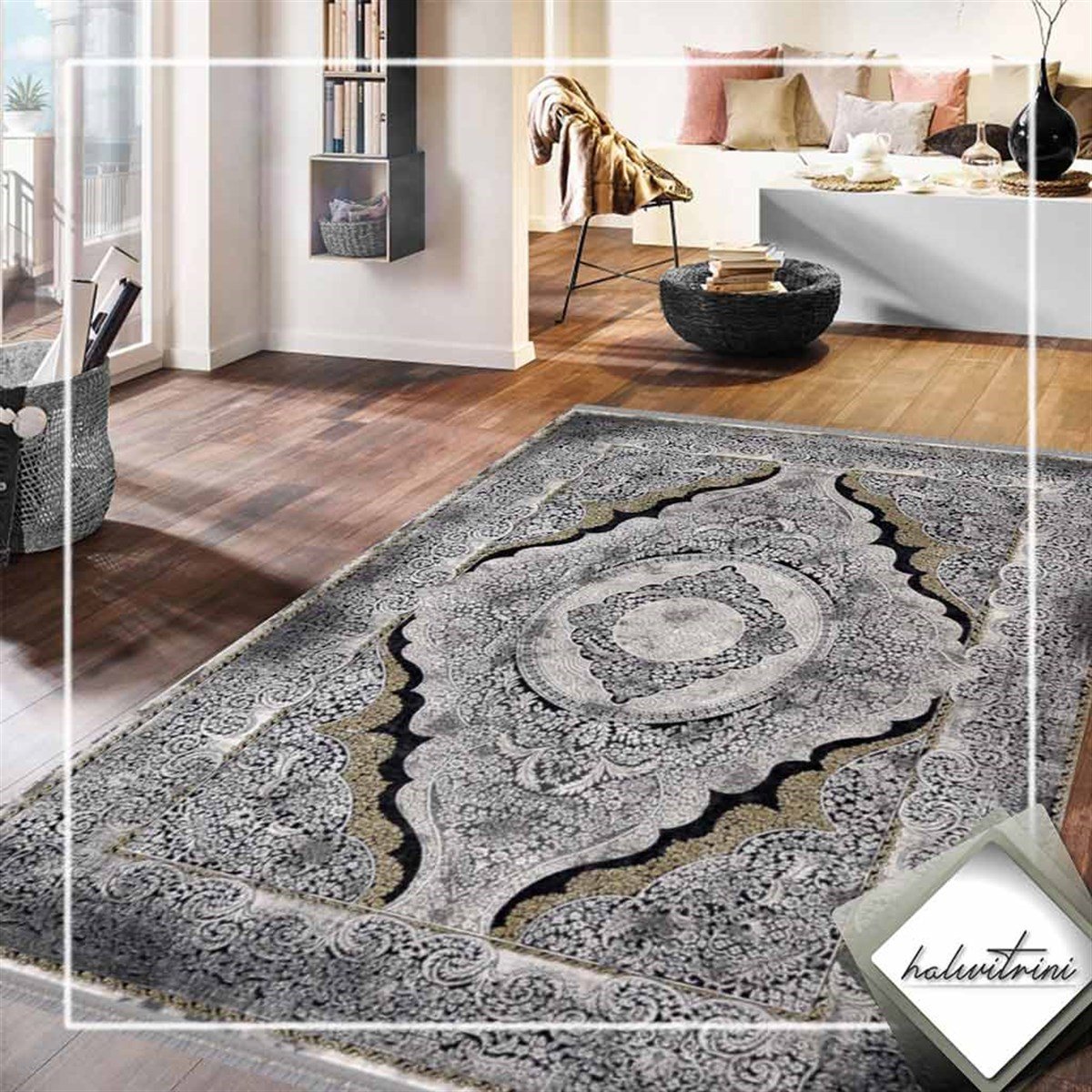 Padişah Oda Halısı 180x250 Santo 31883 090 Gri Sarı