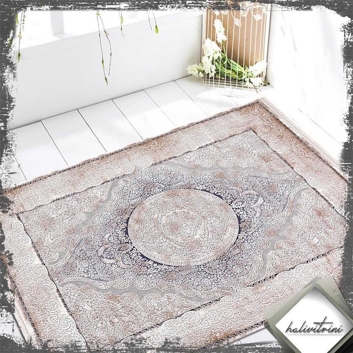 Padişah Salon Halısı 180x250 Santo 31883 035 Kahve Lacivert