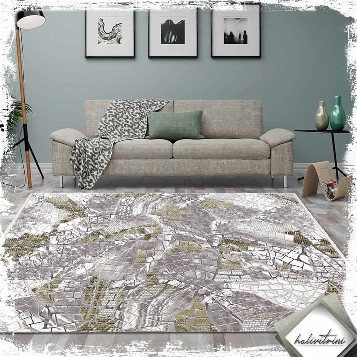 Padişah Salon Halısı 200x290 Eternity 31969 040 Yeşil Gri Bej