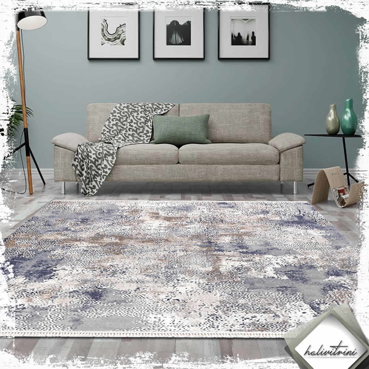 Padişah Salon Halısı 200x290 Santo 31879 035 Mavi Açık kahve