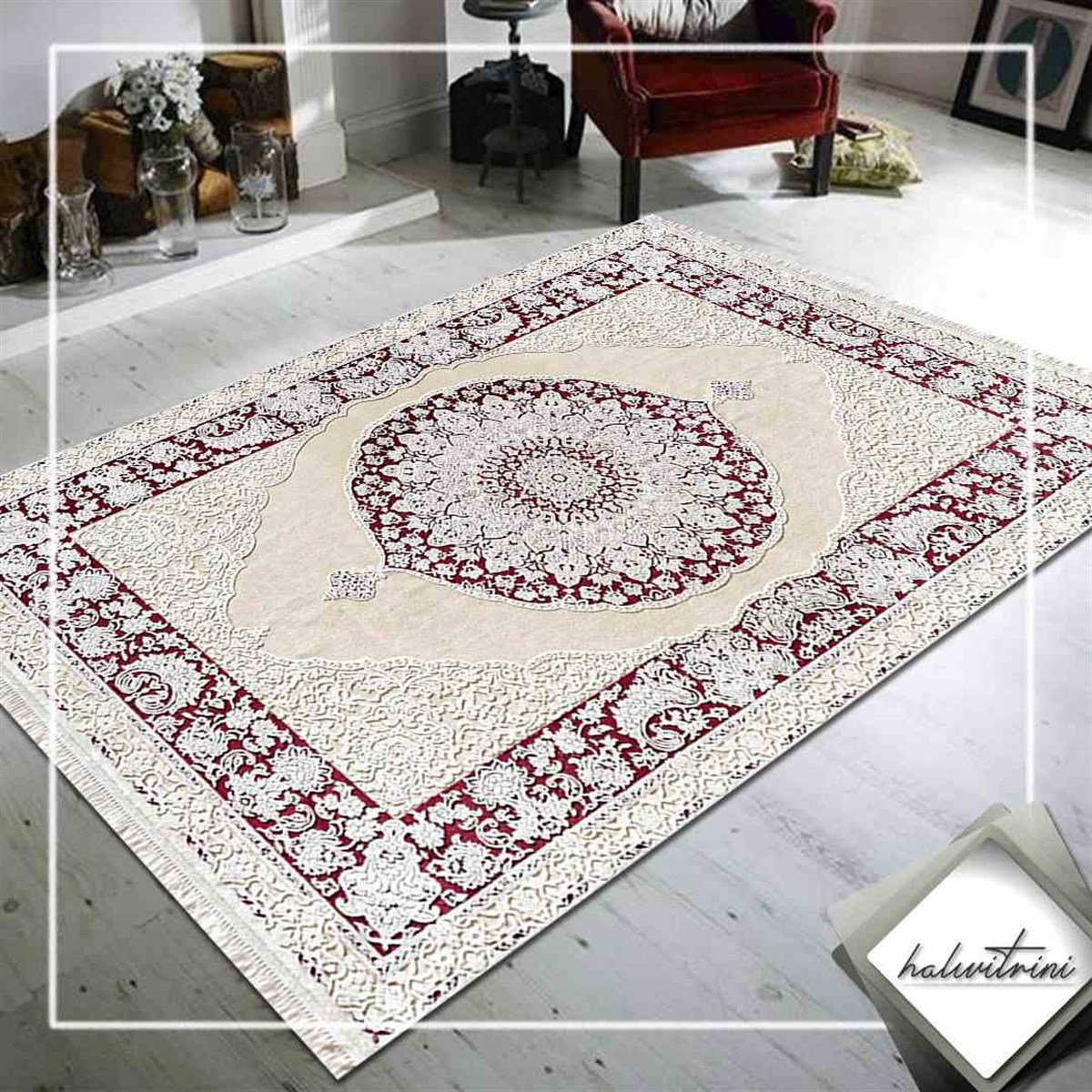 Royal Salon Halısı 200x290 Hermes HE32L Krem