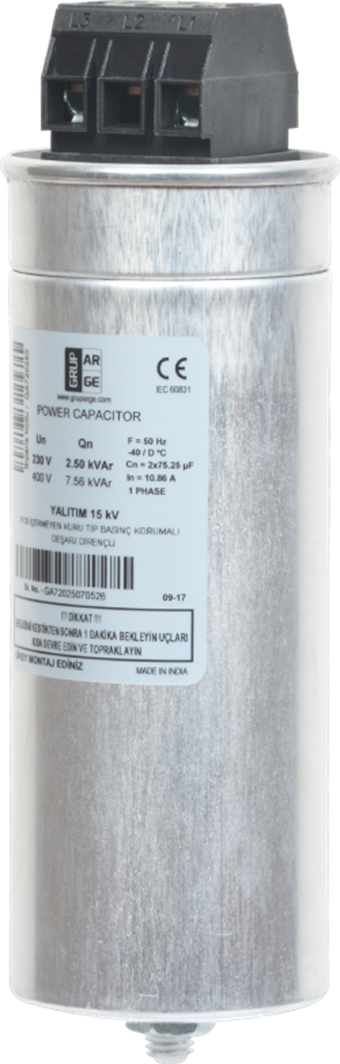 2.5   kVAr 230V KONDANSATÖR buyukelektromarket.com Grup Arge