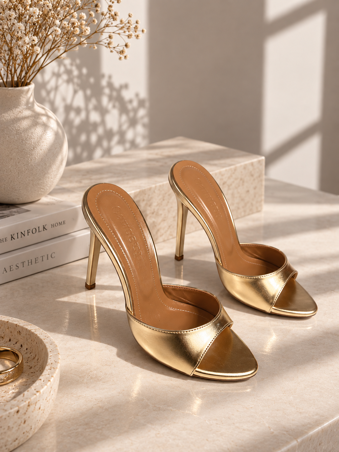 Verde Gold Rugan Topuklu Terlik