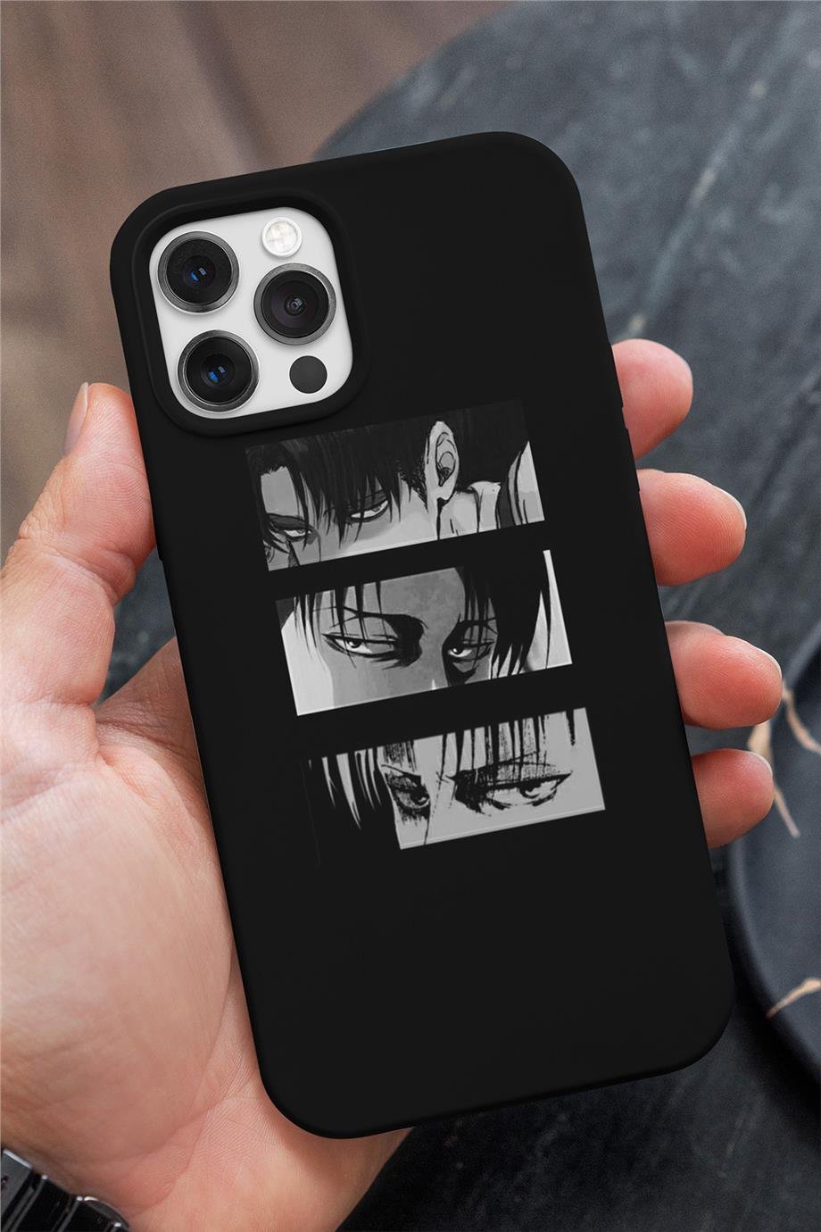 Attack On Titan Captain Levi Ackerman Siyah Silikon Baskılı Anime Telefon Kılıfı