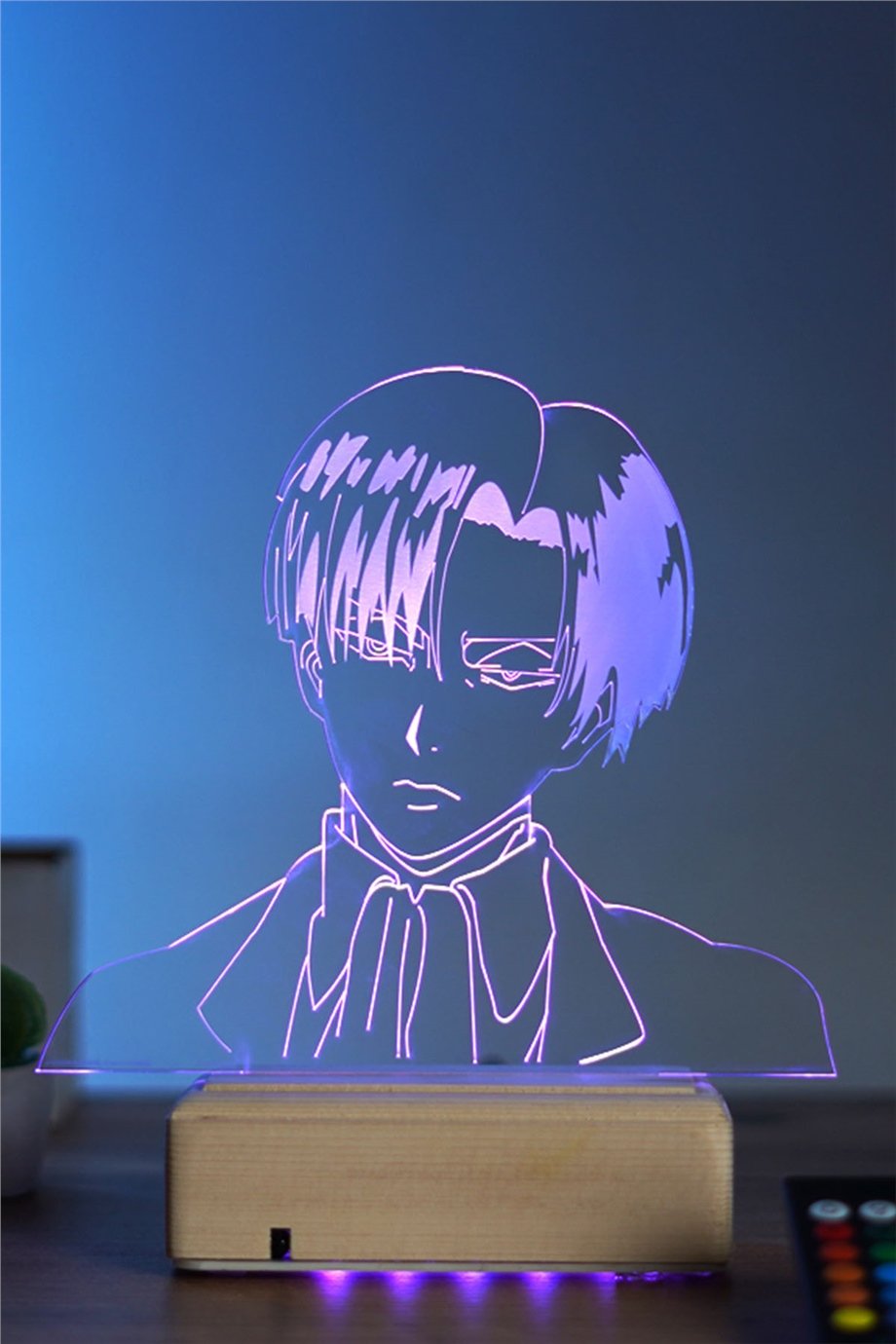 Attack On Titan Levi Ackerman 16 Renk Anime Gece Lambası