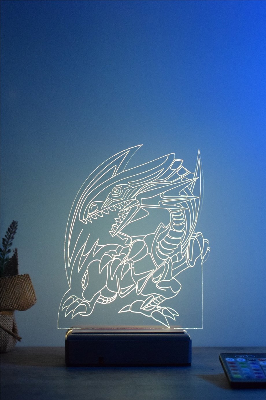 Blue Eyes White Dragon - Yu-Gi-Oh! Mavi Gözlü Beyaz Ejder 16 Renk Anime Gece Lambası