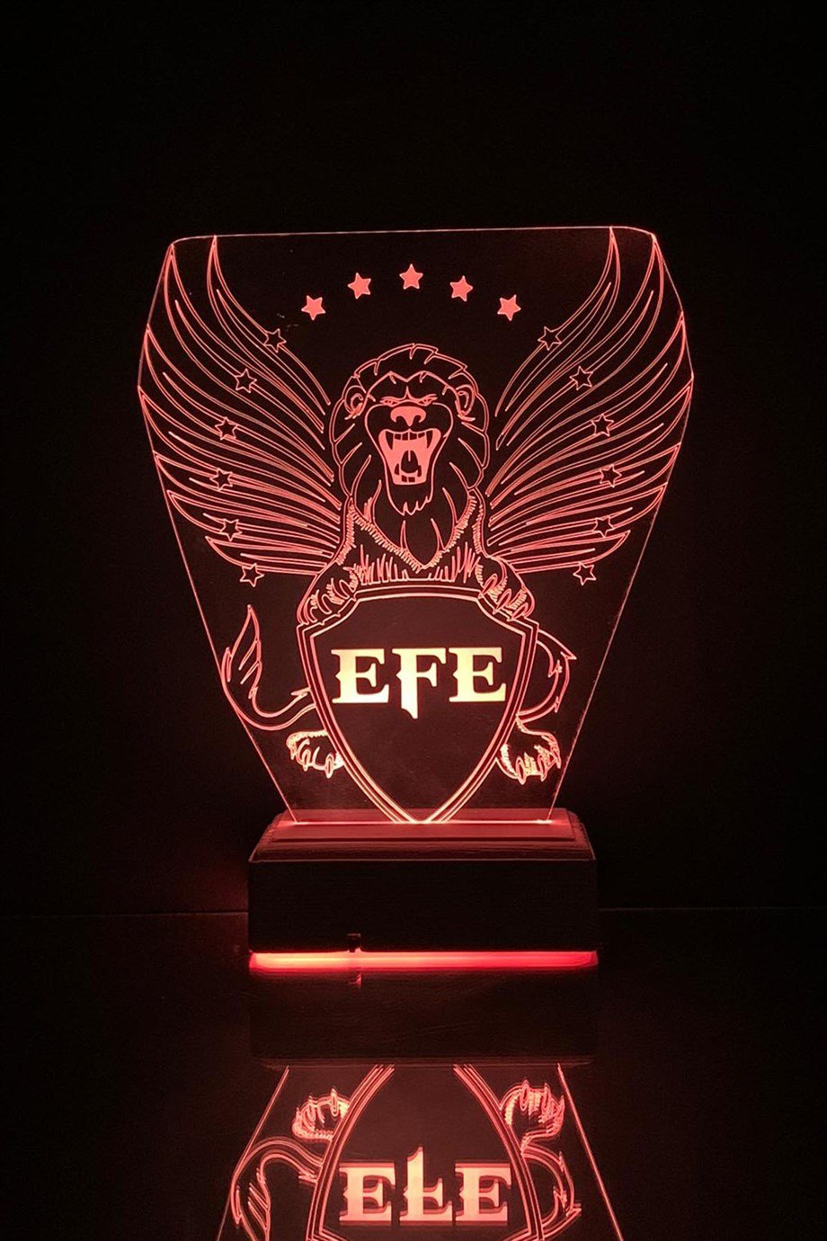 Kişiye Özel Kanatlı Aslan Hediyelik 3D Led Dekoratif Lamba
