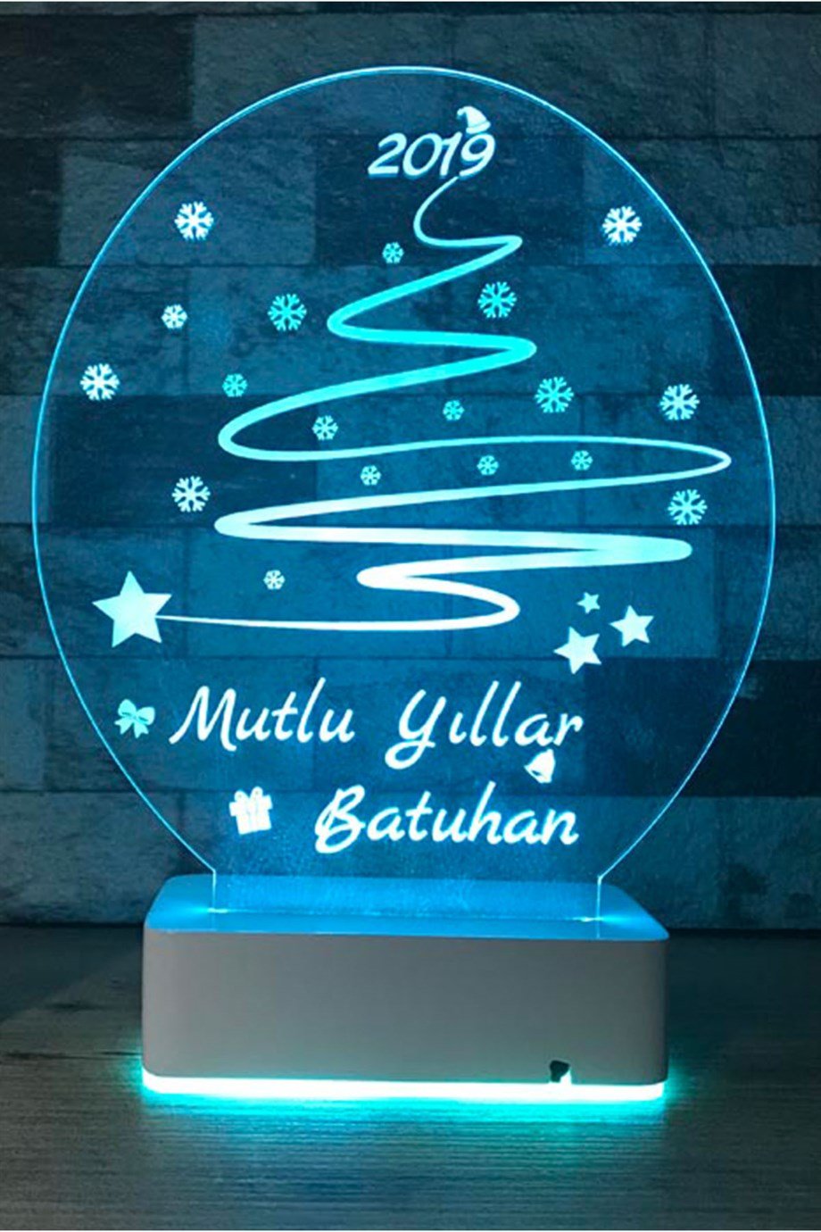 Kişiye Özel Yeni Yıl Masaüstü 3D 16 Renk Dekoratif Led Lamba