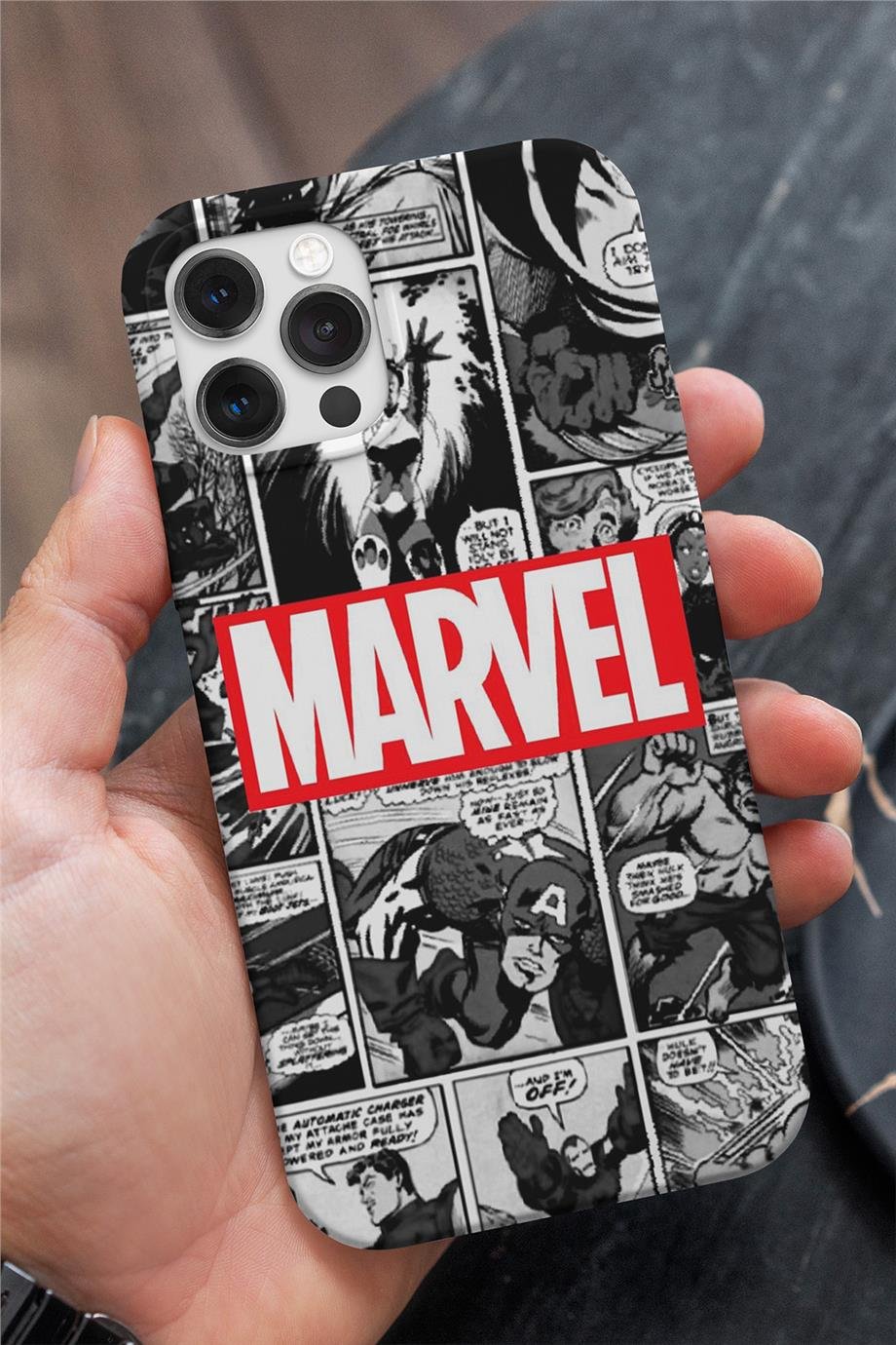Marvel Comics Siyah Silikon Baskılı Telefon Kılıfı