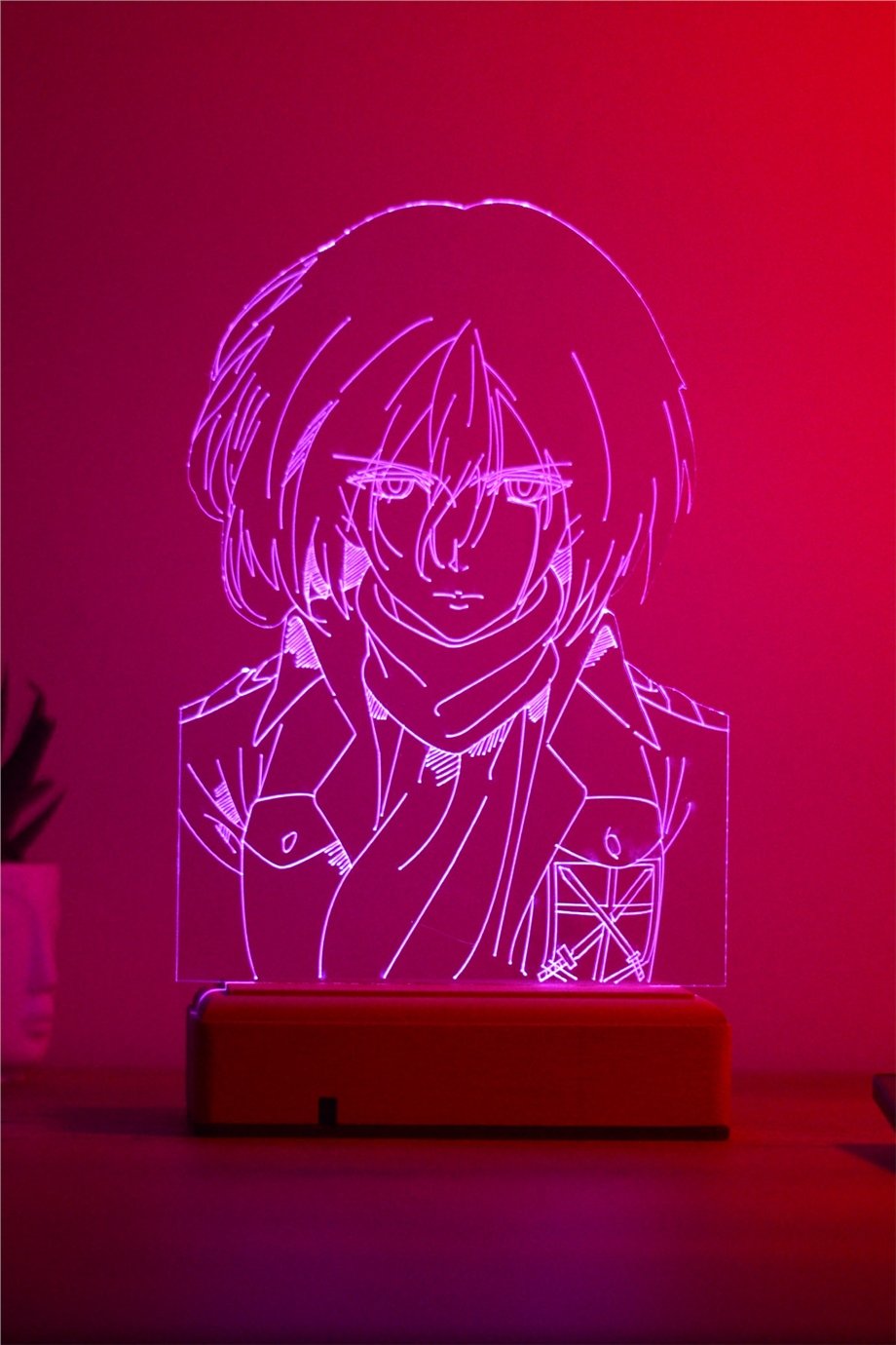 Mikasa Ackerman Attack On Titan 16 Renk Gece Lambası