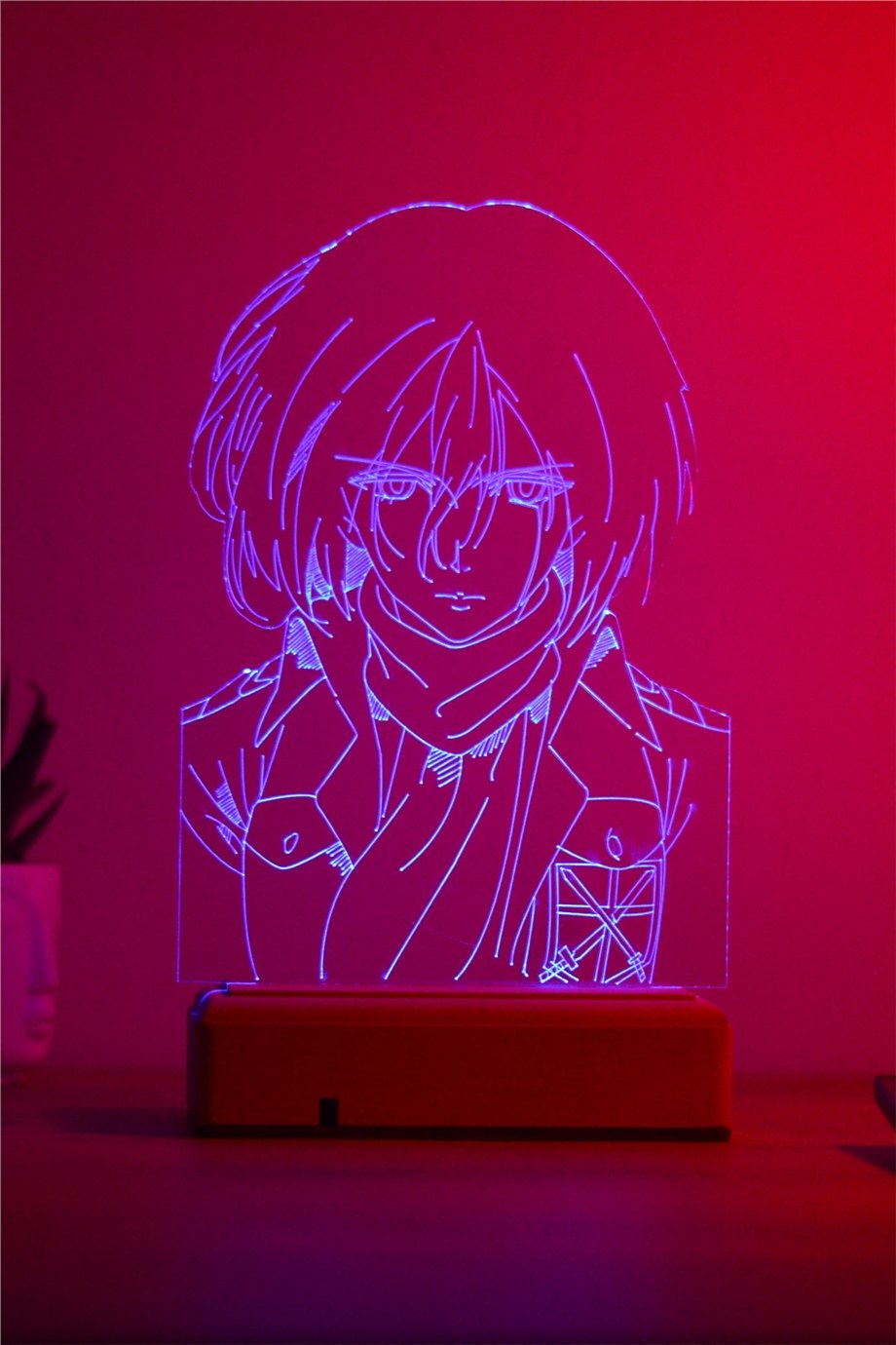 Mikasa Ackerman Attack On Titan 16 Renk Gece Lambası