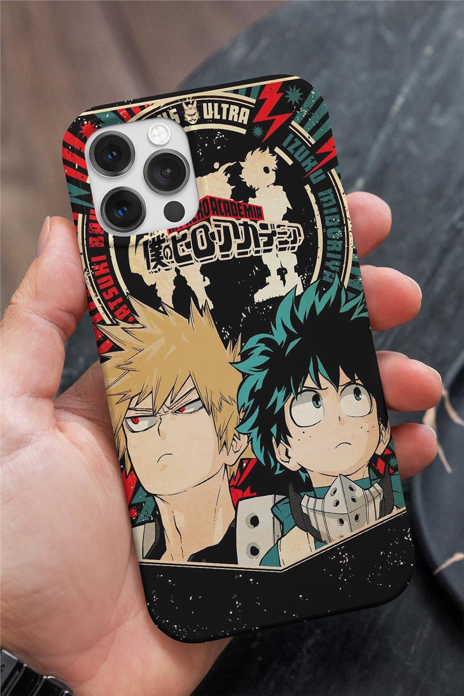 My Hero Academia Deku - Bakugo Siyah Silikon Baskılı Anime Telefon Kılıfı