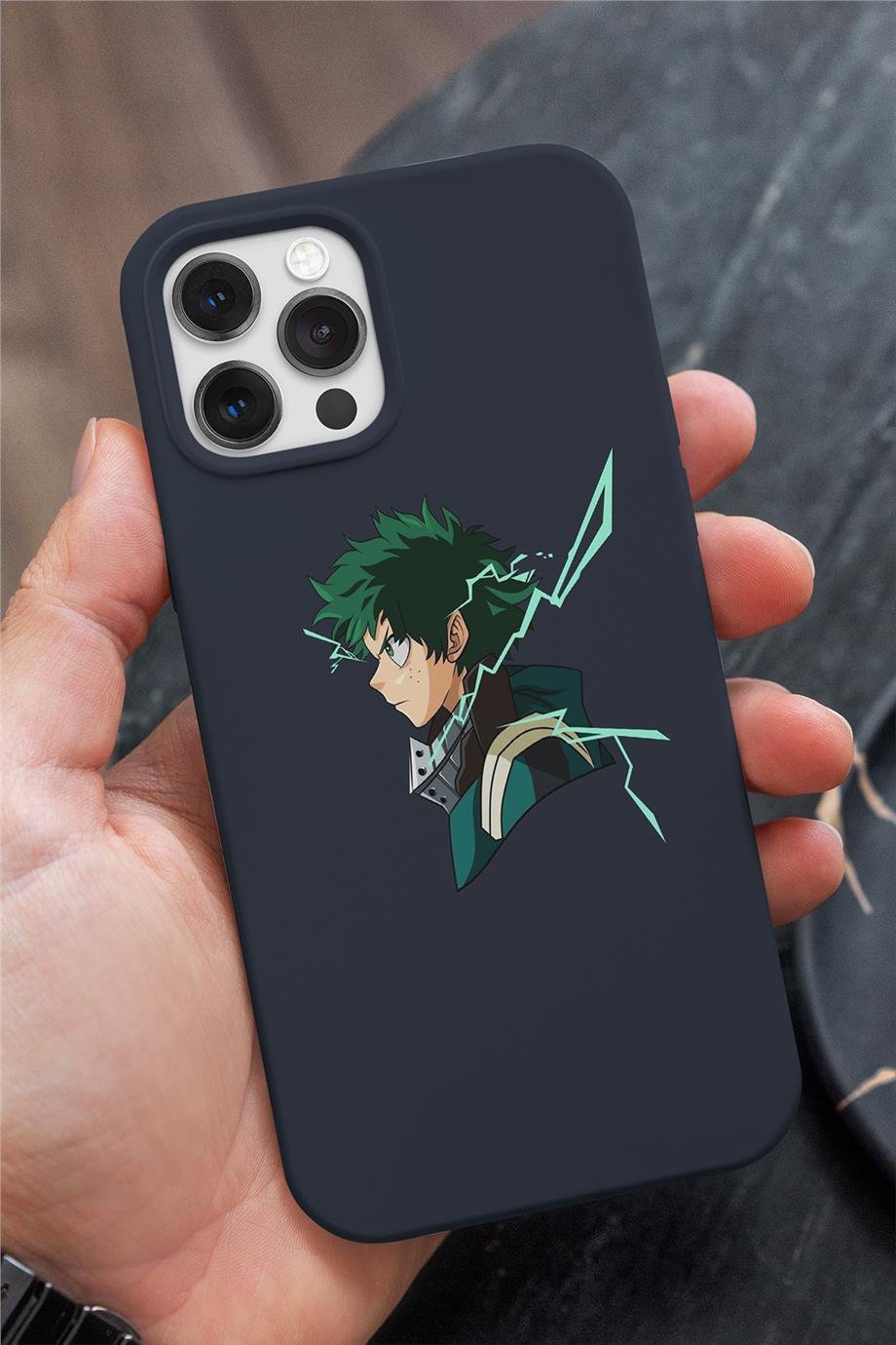 My Hero Academia Deku Siyah Silikon Baskılı Anime Telefon Kılıfı