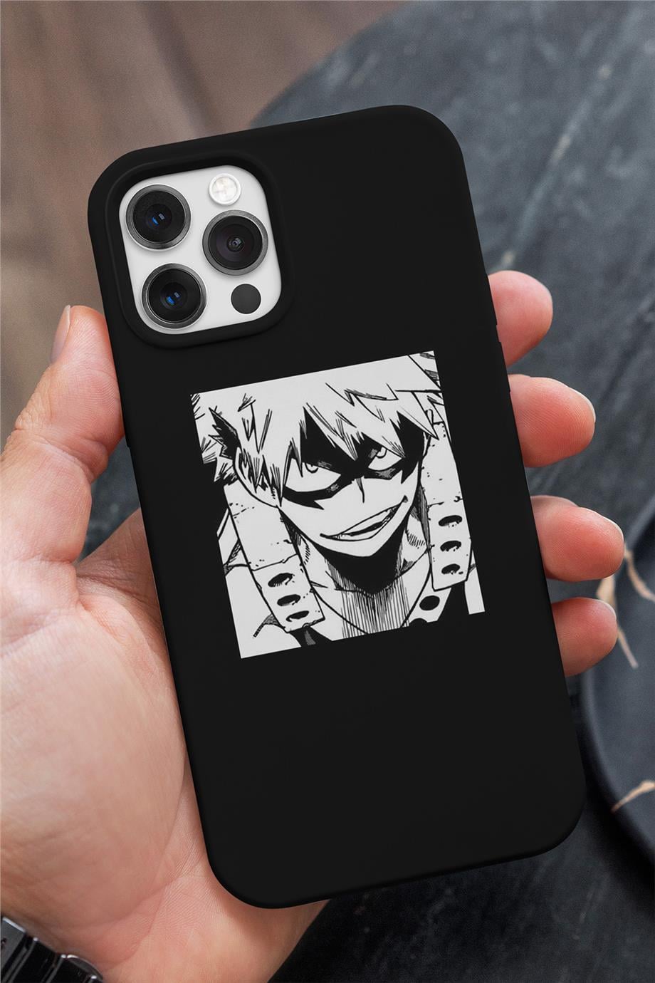 My Hero Academia Katsuki Bakugo Siyah Silikon Baskılı Anime Telefon Kılıfı