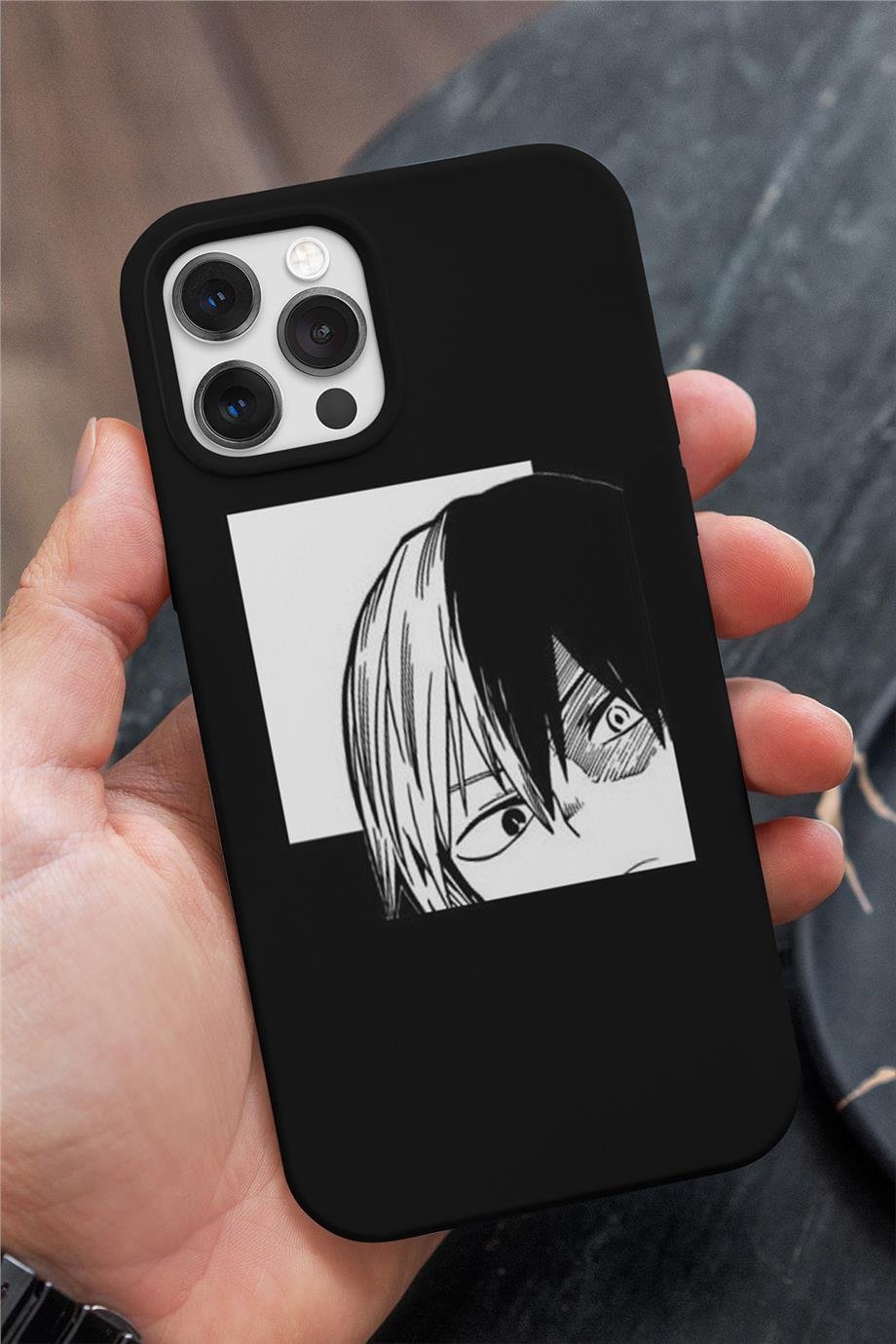 My Hero Academia Shoto Todoroki Siyah Silikon Baskılı Anime Telefon Kılıfı