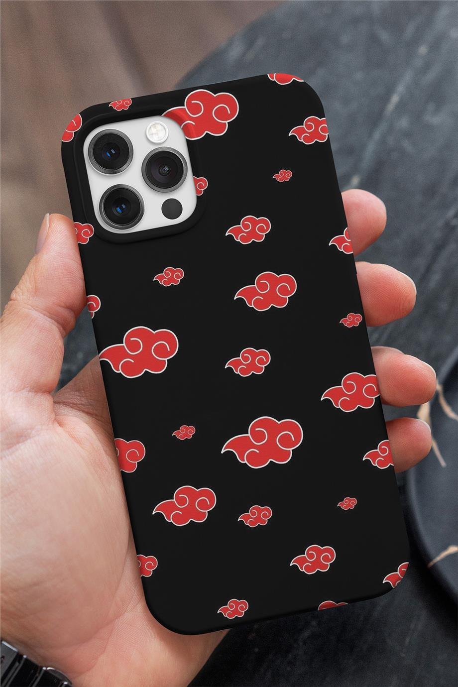 Naruto Akutsuki Sembolü Siyah Silikon Baskılı Anime Telefon Kılıfı