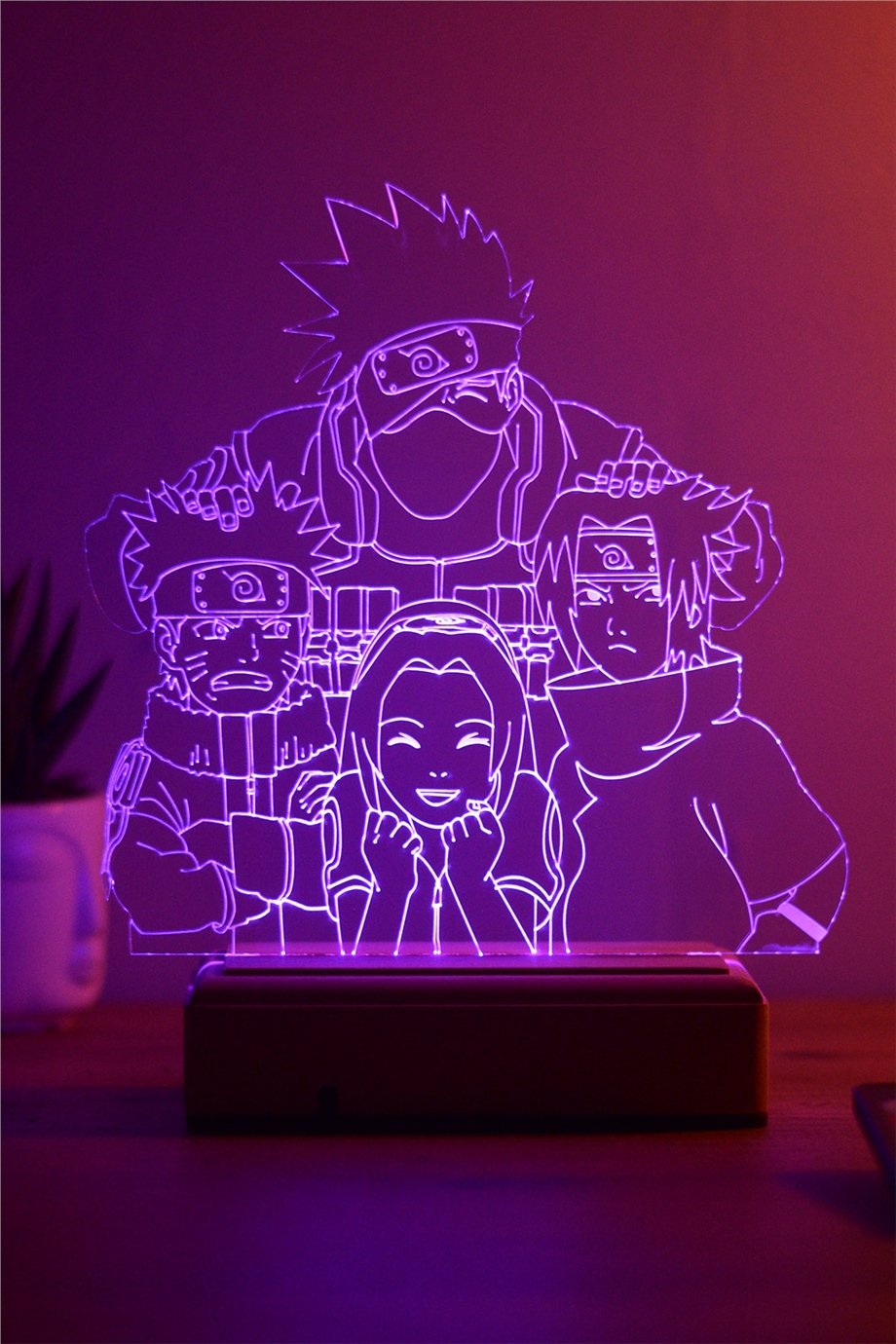 Naruto Team 7 Kakashi 16 Renk Kumandalı Gece Lambası