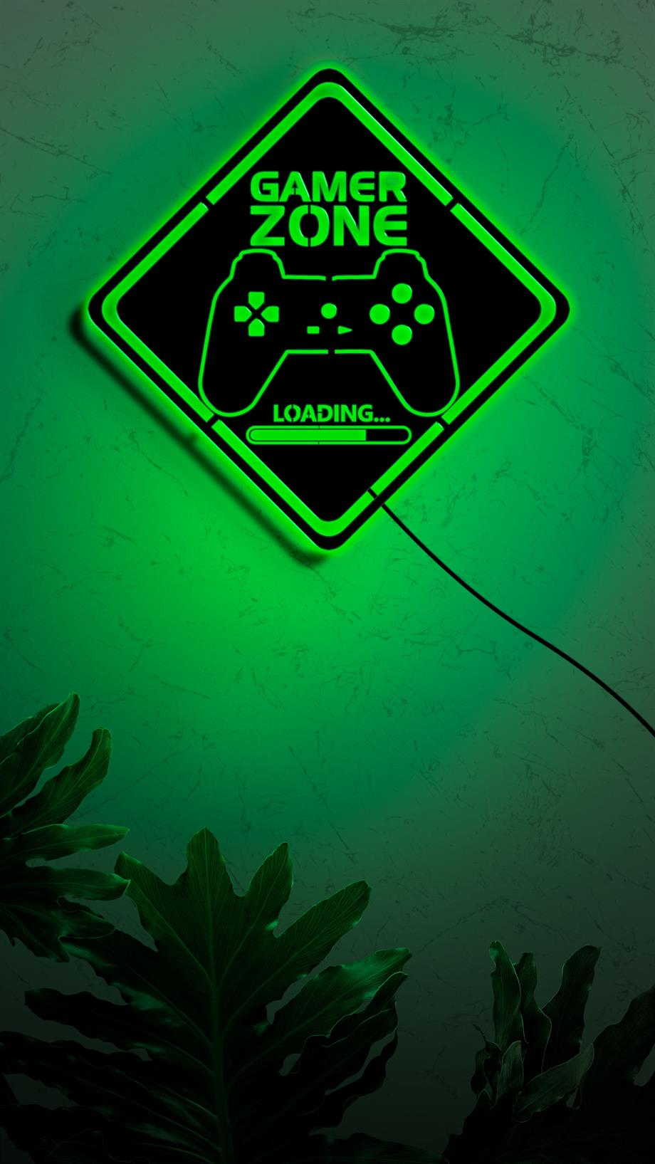 Oyun Odası Dekoru Gamer Hediye  16 Renkli Rgb Kumandalı Ahşap Tablo Işıklı Duvar Dekoru
