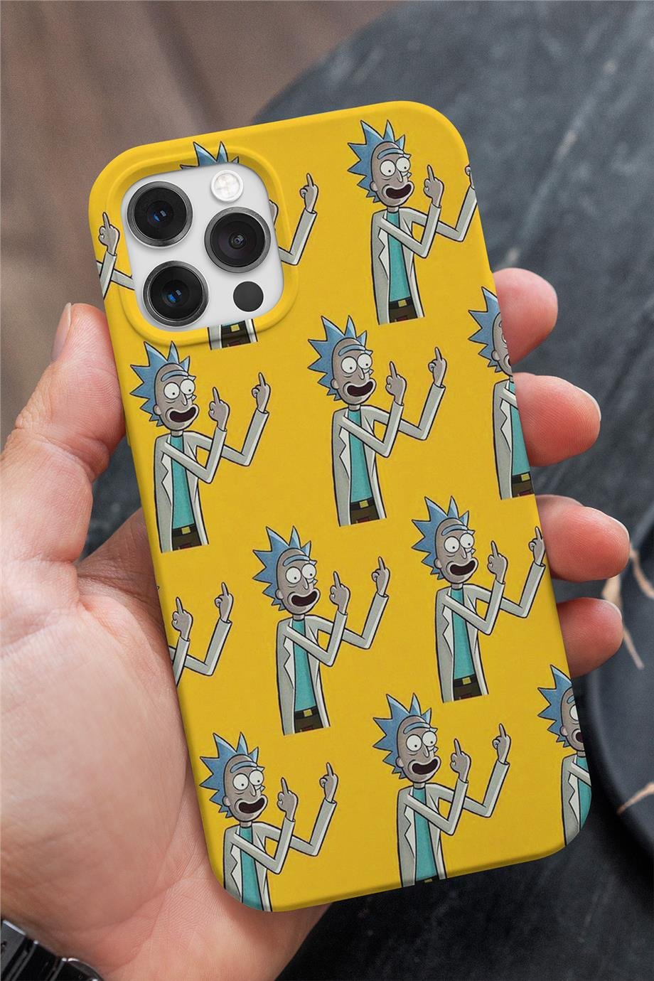 Rick And Morty - Rick Siyah Silikon Baskılı Telefon Kılıfı