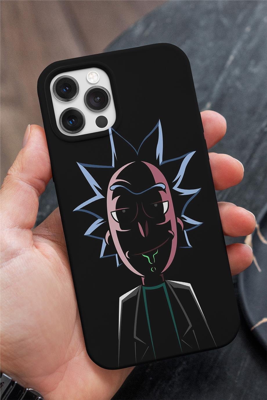 Rick - Rick And Morty Siyah Silikon Baskılı Telefon Kılıfı