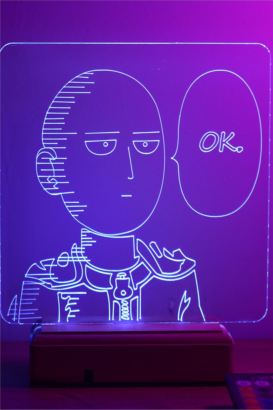 Saitama - One-Punch Man 16 Renkli Kumandalı Anime Gece Lambası