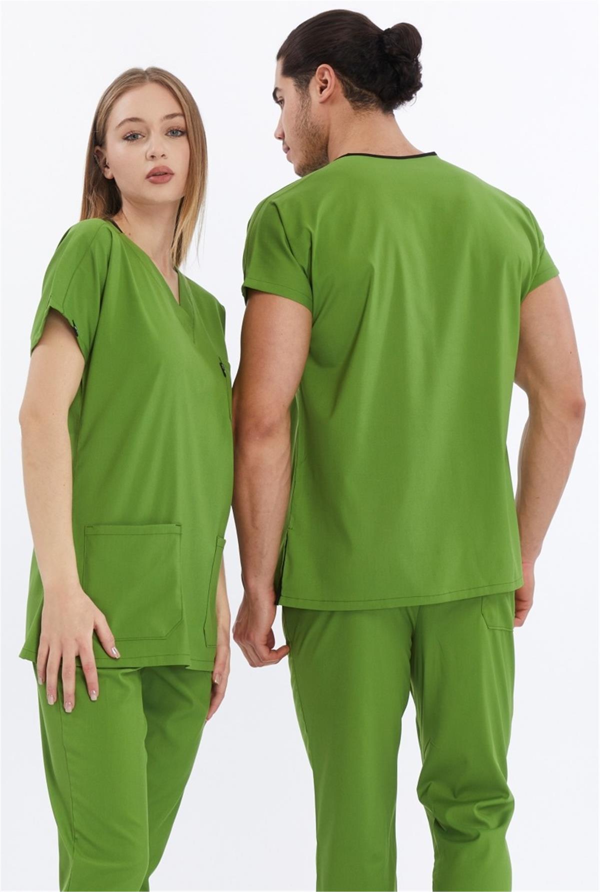 Happiness Basic - Likralı Doktor Hemşire Tek Üst Forma (UNISEX), Fıstık Yeşili