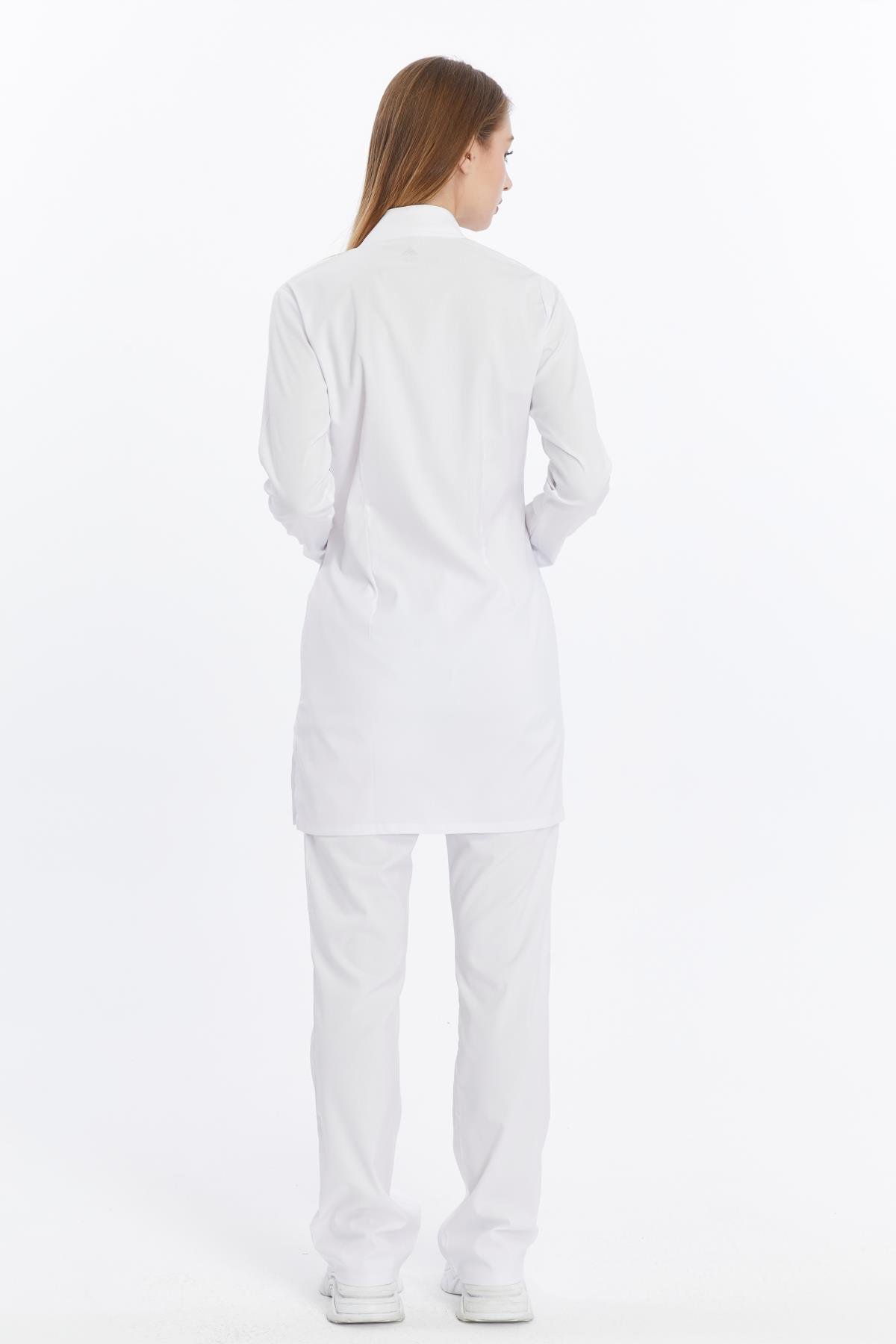 Happiness Modest - Likralı Doktor Hemşire Tesettür Forma Takımı, Beyaz